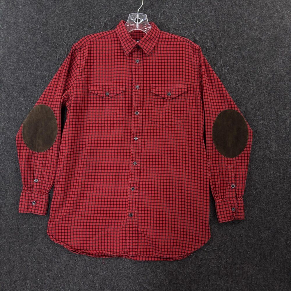 Ralph Lauren Sport Flannel Shirt Women's 6 Red Check Button Up Elbow Patch